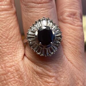 Elegant 925 Silver and Black Spinel Gemstone Ring